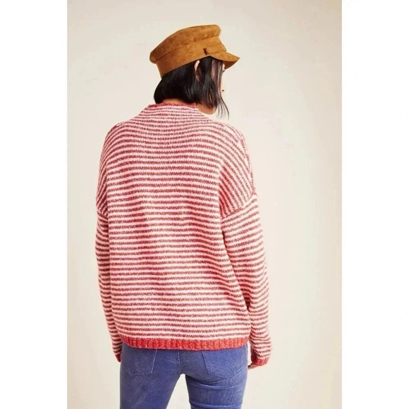 Anthropologie Red Stripe Linnea Mock Neck Sweater Size XS - Picture 2 of 11